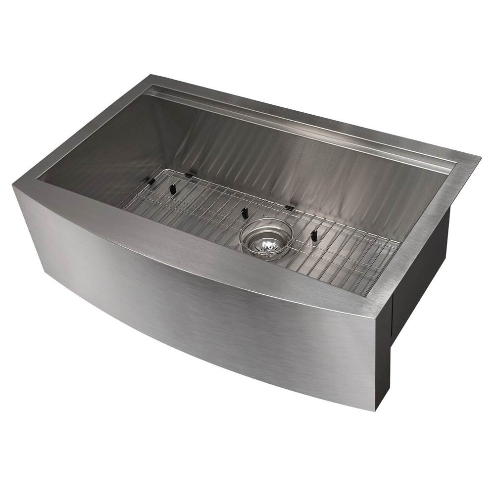 Z-Line - Moritz Farmhouse 33'' Undermount Single Bowl Sink in DuraSnow Stainless Steel with Accessories - DuraSnow Stainless Steel