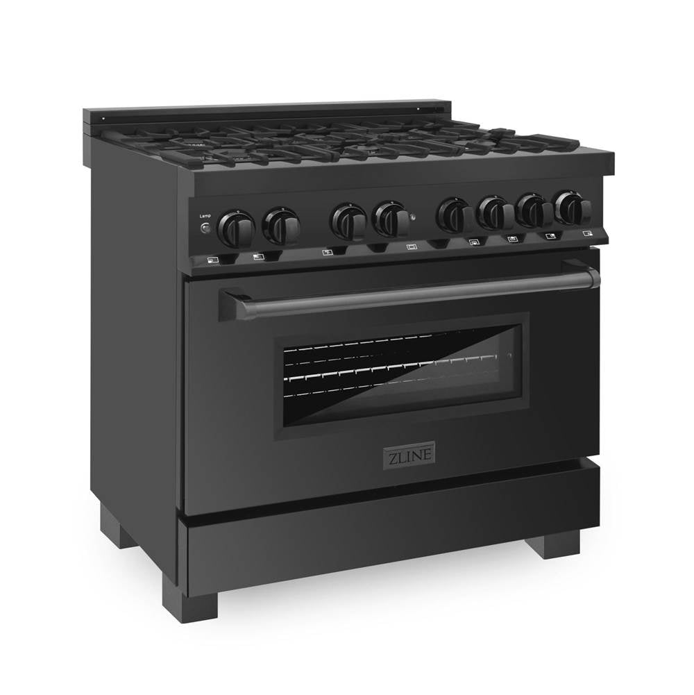 Z-Line - 36'' Black Stainless 4.6 cu.ft. 6 Gas Burner/Electric Oven Range - Black Stainless Steel