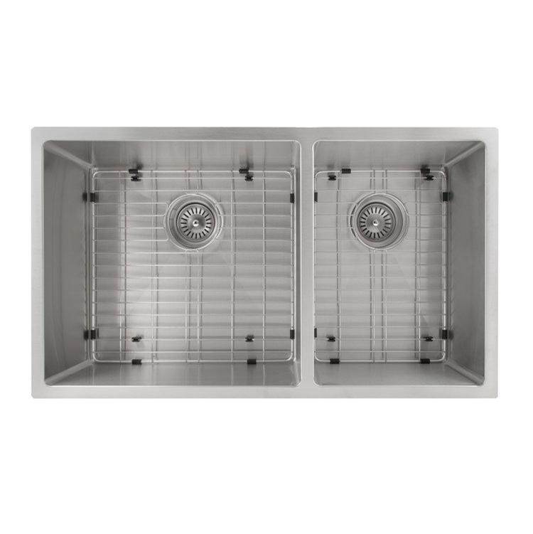 Chamonix 36'' Undermount Double Bowl Sink in Stainless Steel