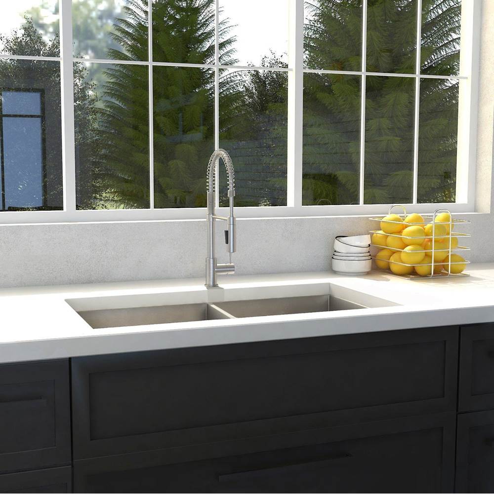 Anton 36'' Undermount Double Bowl Sink in Stainless Steel