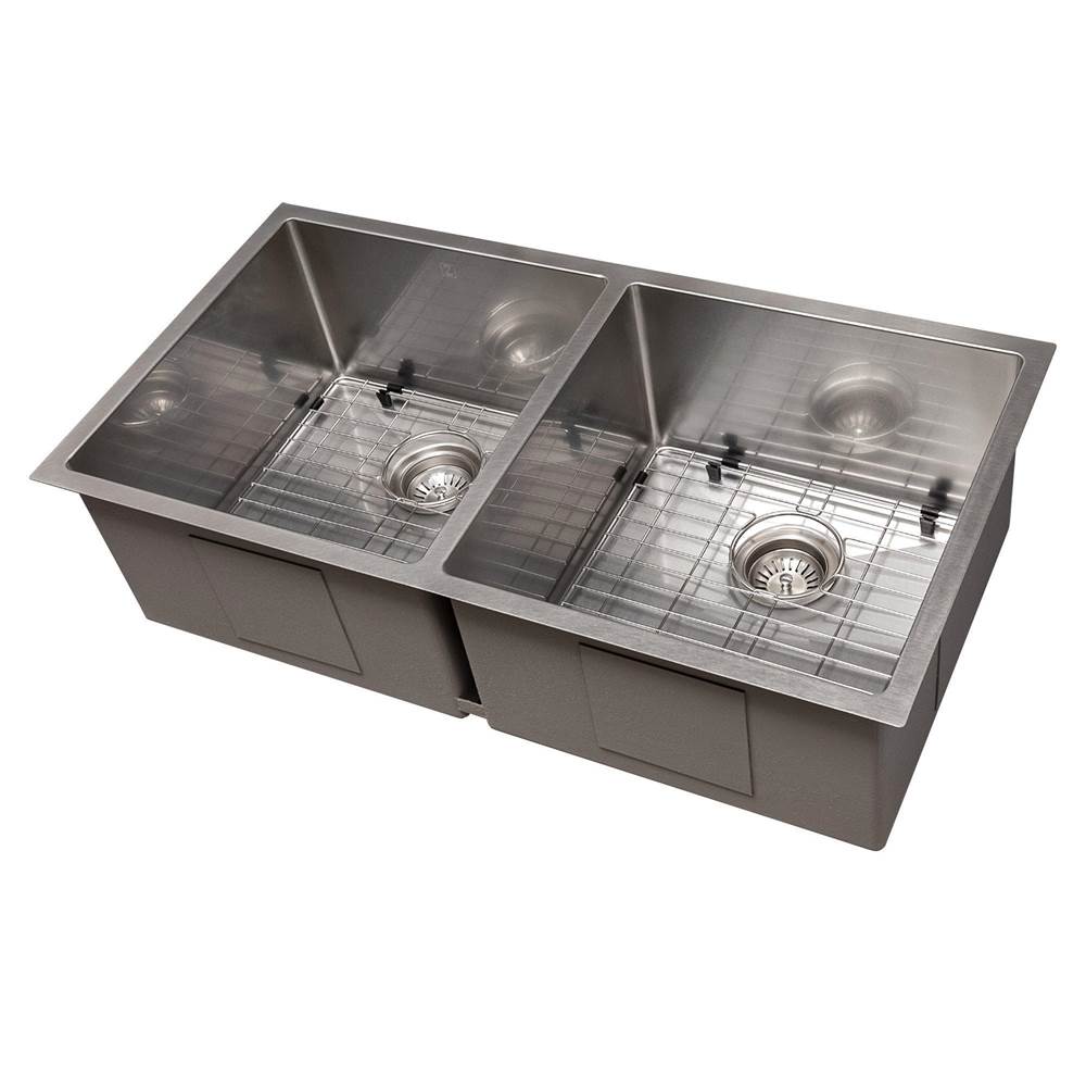 Anton 36'' Undermount Double Bowl Sink in Stainless Steel