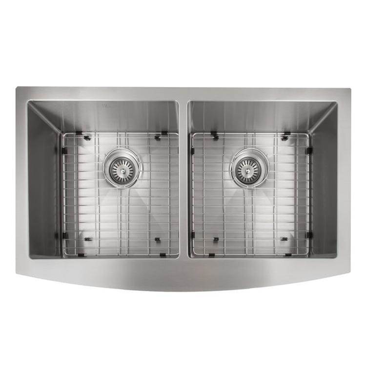 Niseko Farmhouse 36'' Apron Mount Double Bowl Sink in Stainless Steel