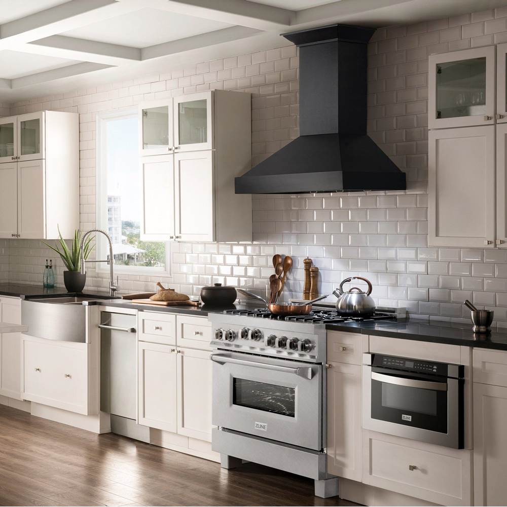 36'' Professional 4.6 cu.' 4 Gas on Gas Range in DuraSnow Stainless Steel with Black Matte Door (RGS-BLM-30)