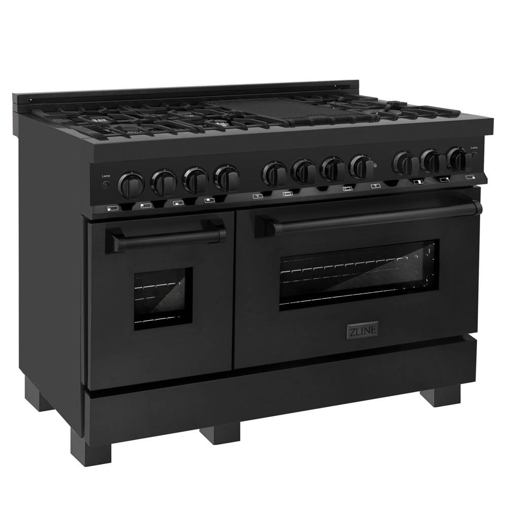 Z-Line - 48'' Black Stainless 6.0 cu.ft. 7 Gas Burner/Electric Oven Range - Black Stainless Steel