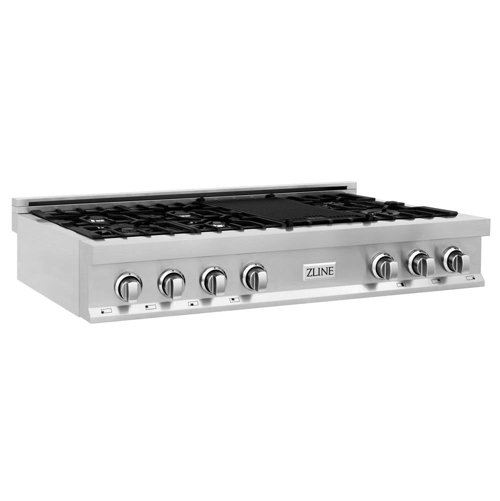 Z-Line - 48'' Porcelain Rangetop with 7 Gas Burners - Stainless Steel