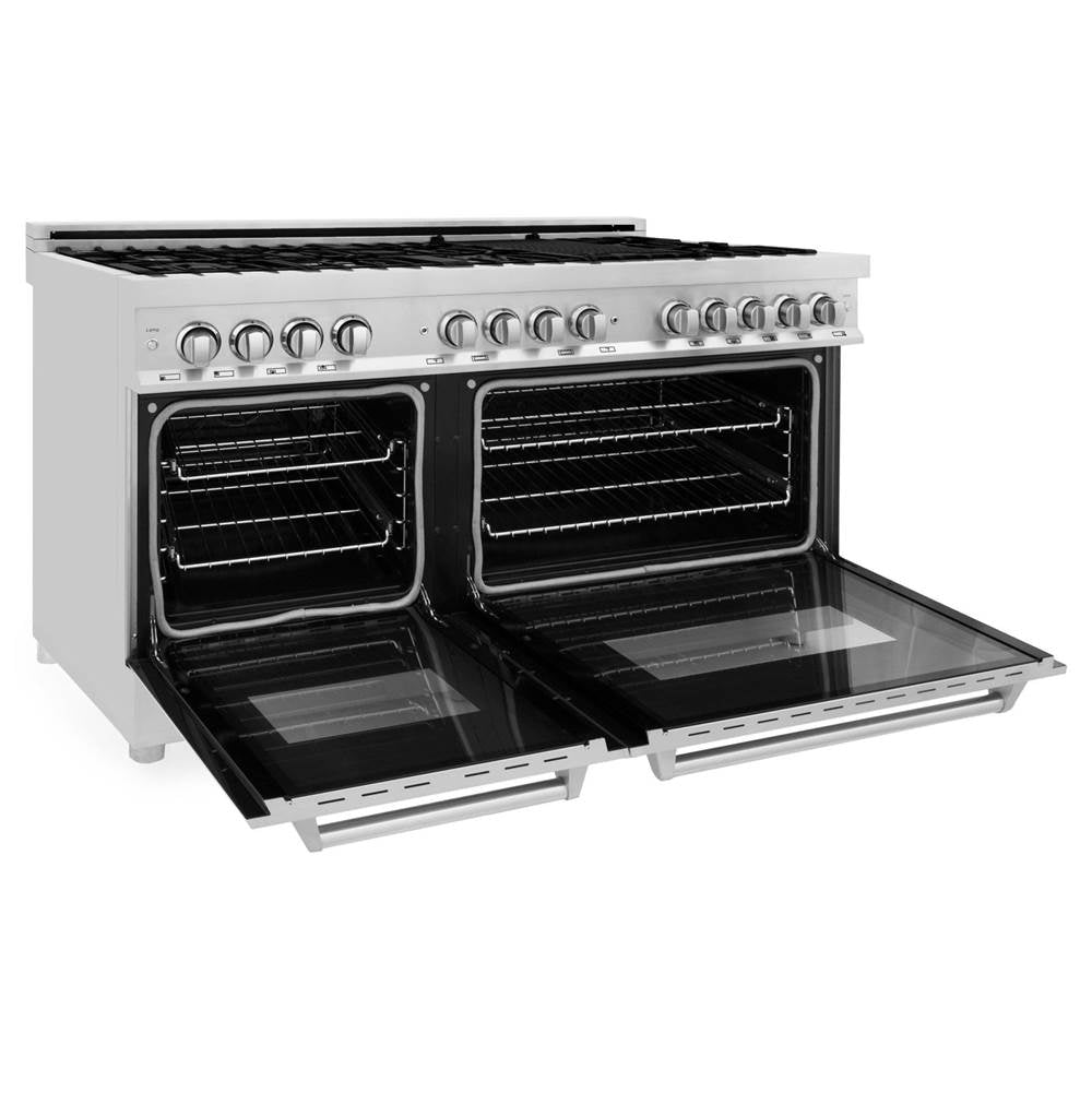 60'' 7.4 cu.' Dual Fuel Range with Gas Stove and Electric Oven in Stainless Steel with Brass Burners