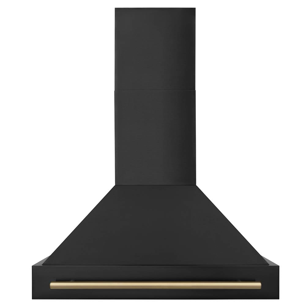 36'' Black Stainless Steel Range Hood with Champagne Bronze Handle (BS655-36-CB)