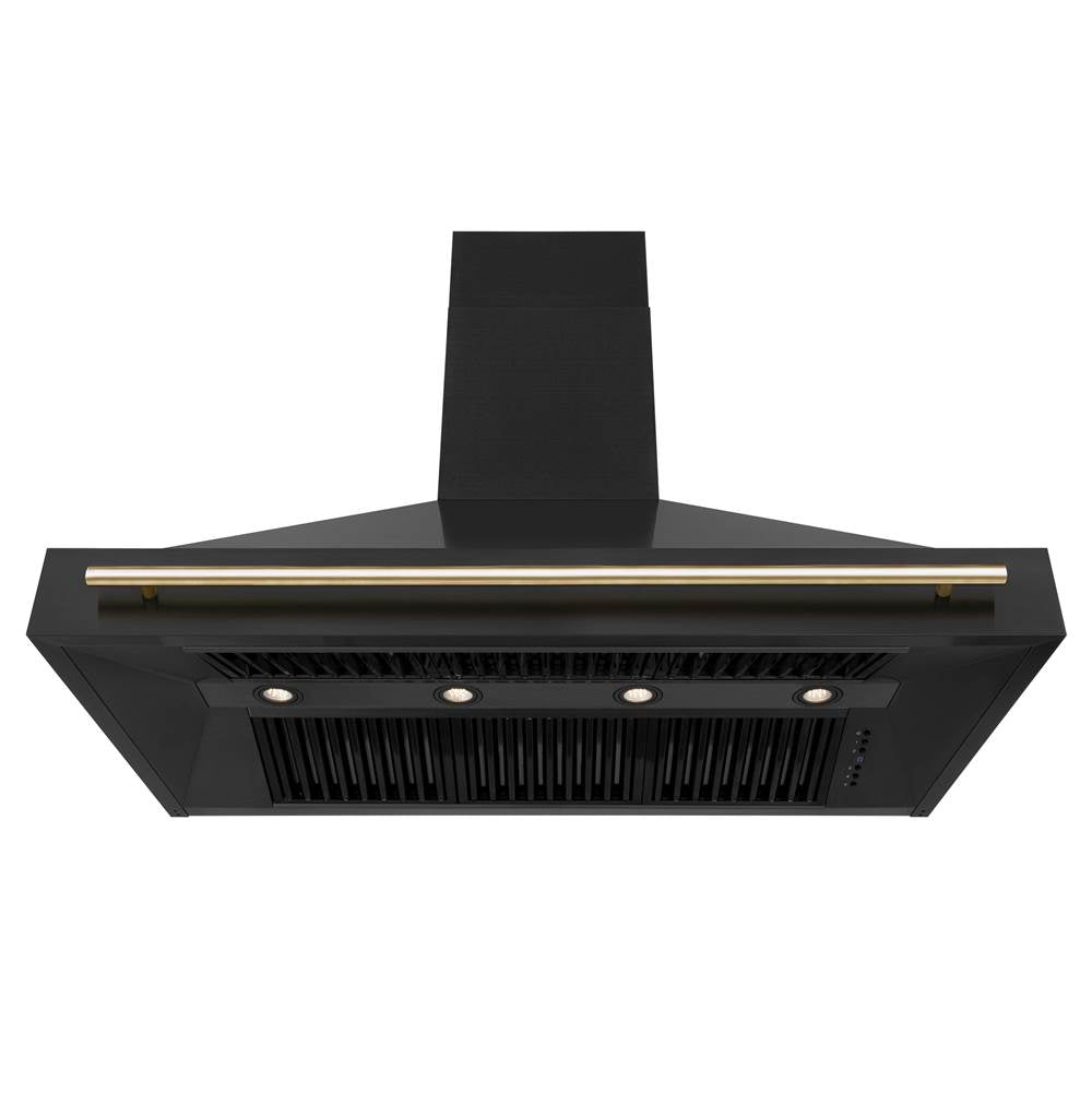 48'' Black Stainless Steel Range Hood with Gold Handle (BS655Z-48-G)