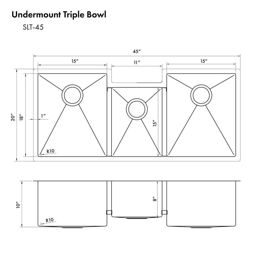 Breckenridge 45'' Undermount Single Bowl Sink in Stainless Steel with Accessories