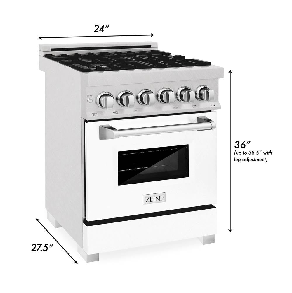 24'' 2.8 cu. ft. Electric Oven and Gas Cooktop Dual Fuel Range with Griddle and White Matte Door in Fingerprint Resistant Stainless