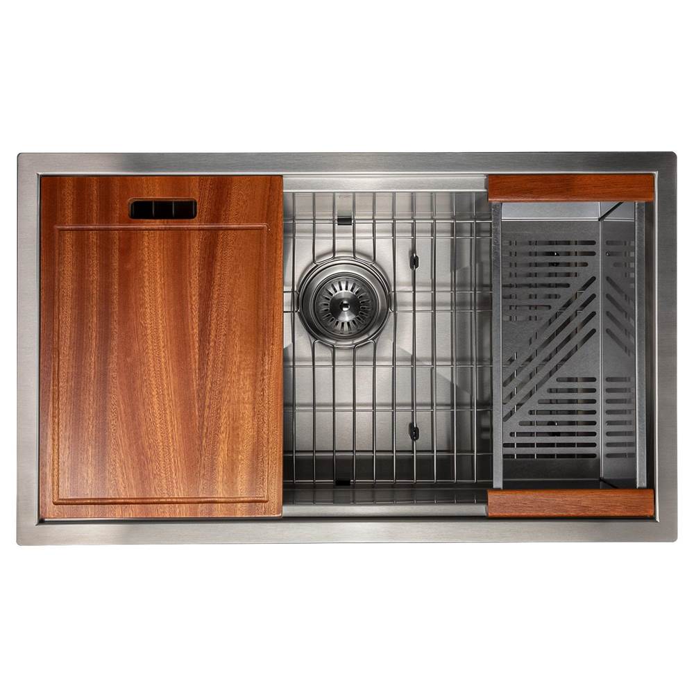 Z-Line - Garmisch 30'' Undermount Single Bowl Sink in DuraSnow Stainless Steel with Accessories - DuraSnow Stainless Steel