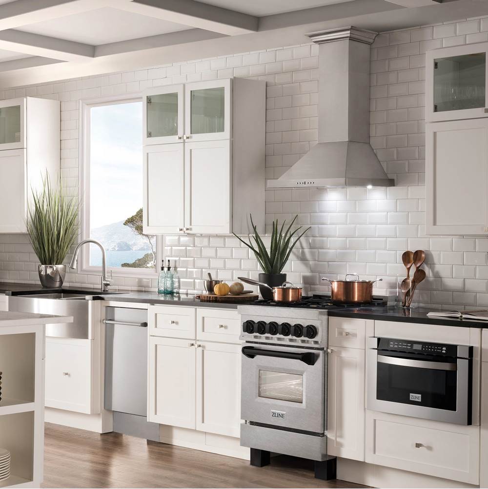 Autograph Edition 24'' 2.8 cu.' Dual Fuel Range with Gas Stove and Electric Oven in DuraSnow Stainless Steel with Champagne Bronze Accents