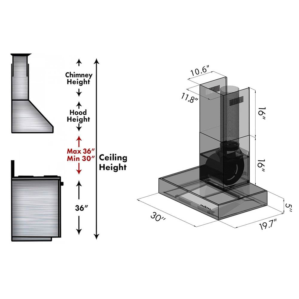 48'' Professional Wall Mount Range Hood in Stainless Steel