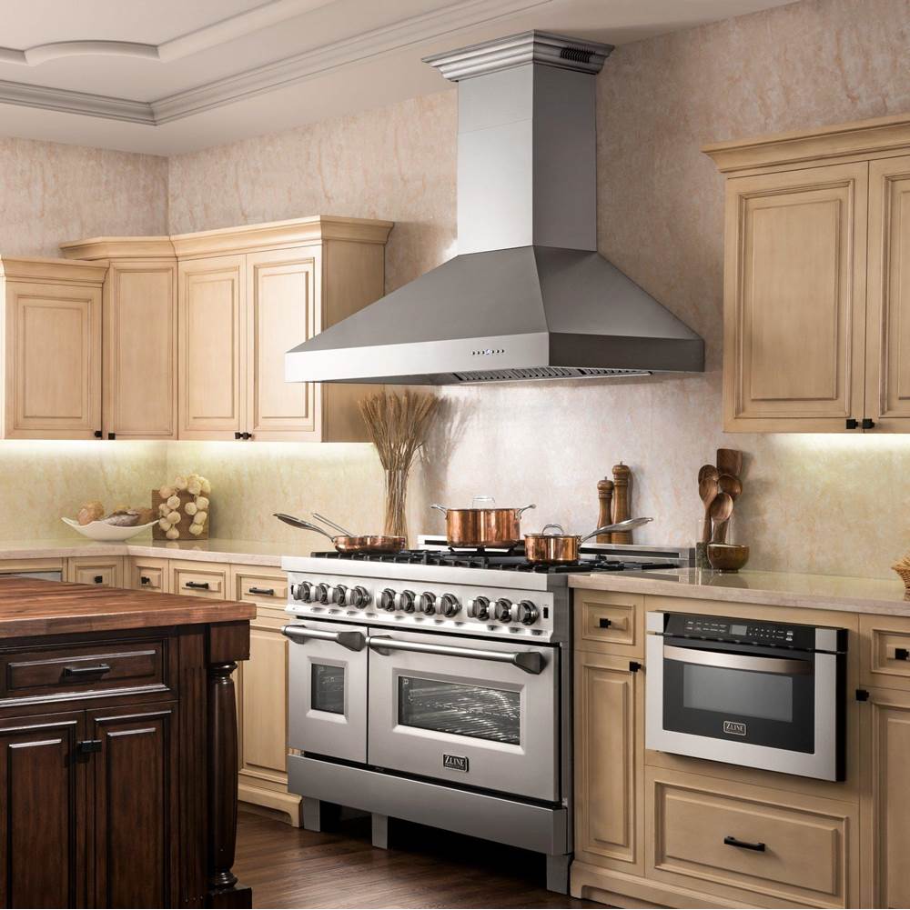 60'' Professional Wall Mount Range Hood in Stainless Steel with Built-in CrownSound Bluetooth Speakers