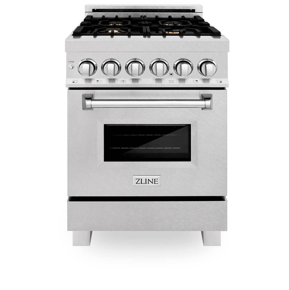 24'' 2.8 cu. ft. Electric Oven and Gas Cooktop Dual Fuel Range with Griddle and Brass Burners in Fingerprint Resistant Stainless