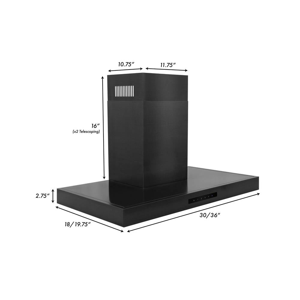 36'' Wall Mount Range Hood in Black Stainless Steel