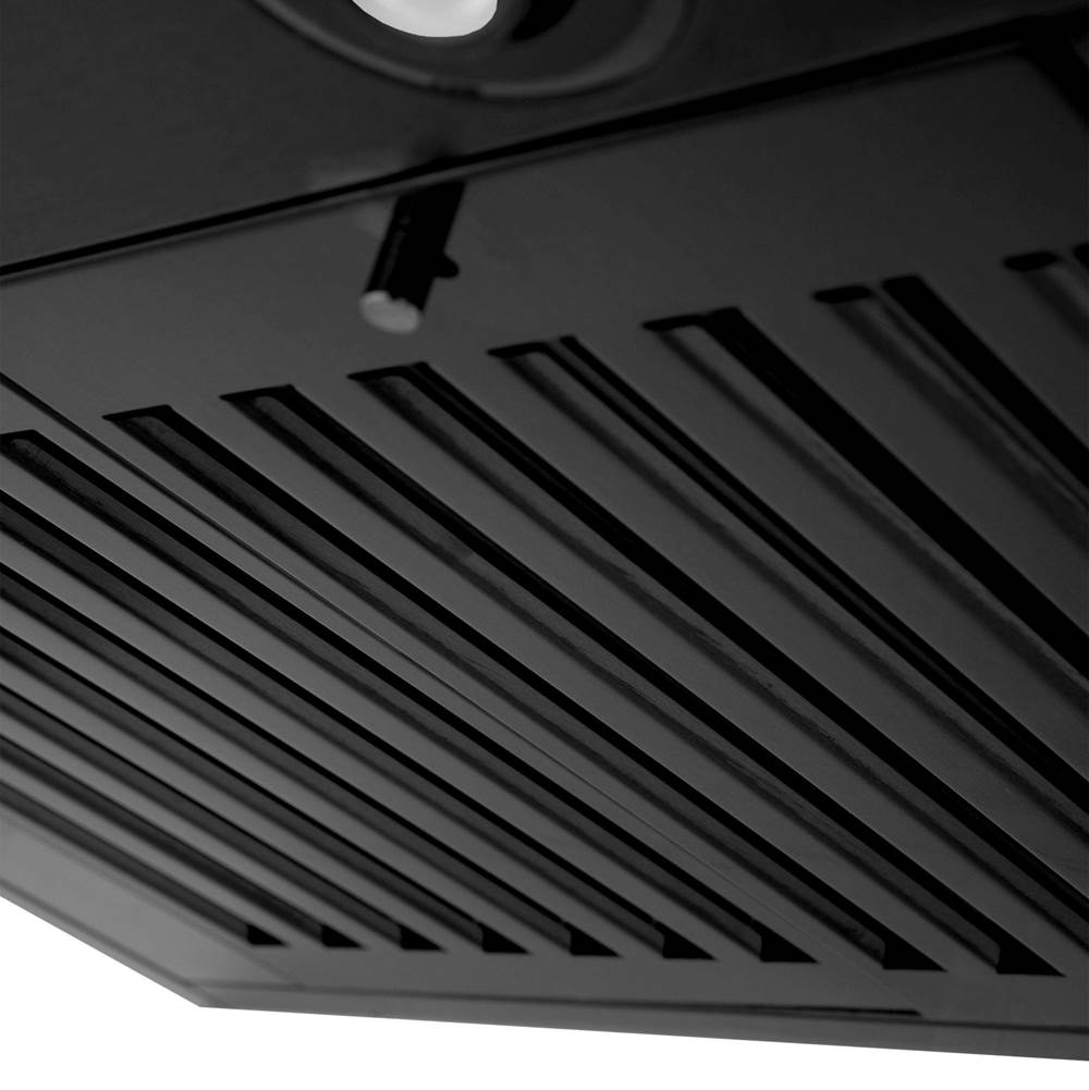 Convertible Vent Wall Mount Range Hood in Black Stainless Steel with Crown Molding (BSKENCRN)