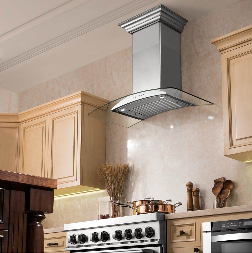 36'' Wall Mount Range Hood in Stainless Steel & Glass
