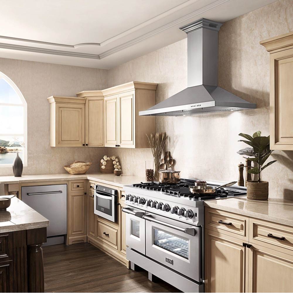 48'' Wall Mount Range Hood in Stainless Steel with Built-in CrownSound Bluetooth Speakers