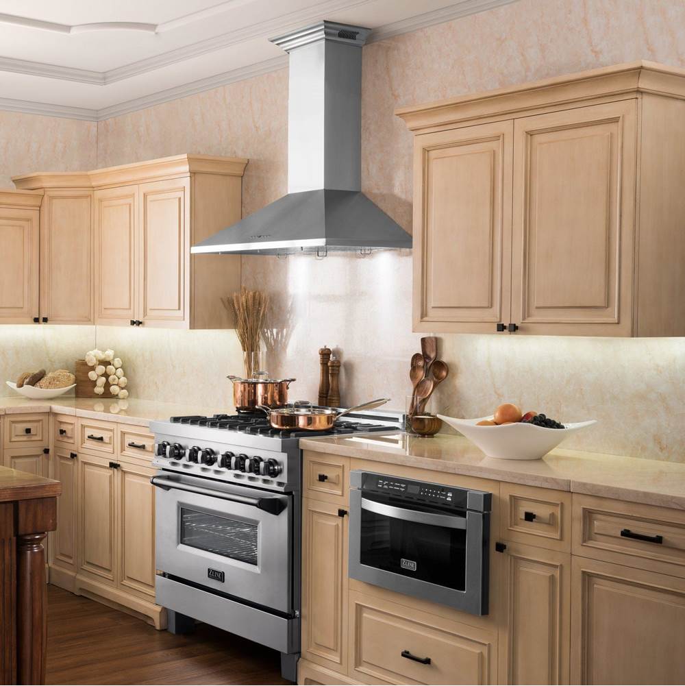 48'' Wall Mount Range Hood in Stainless Steel with Built-in CrownSound Bluetooth Speakers