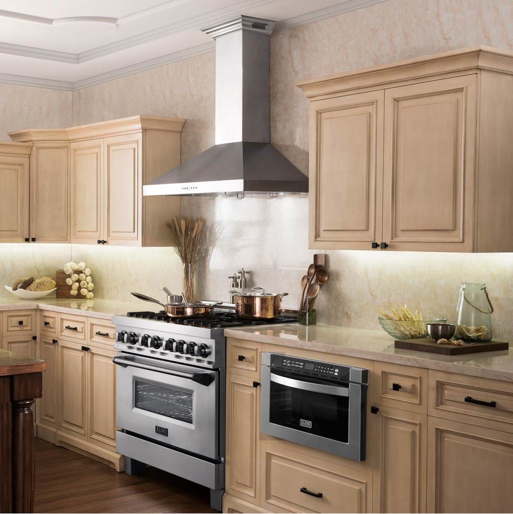 48'' Wall Mount Range Hood in Stainless Steel with Built-in CrownSound Bluetooth Speakers