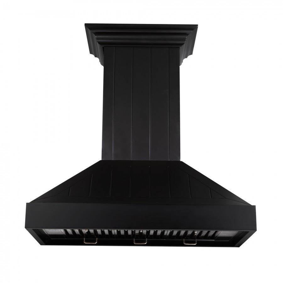 36'' Wooden Wall Mount Range Hood in Black - Includes Motor