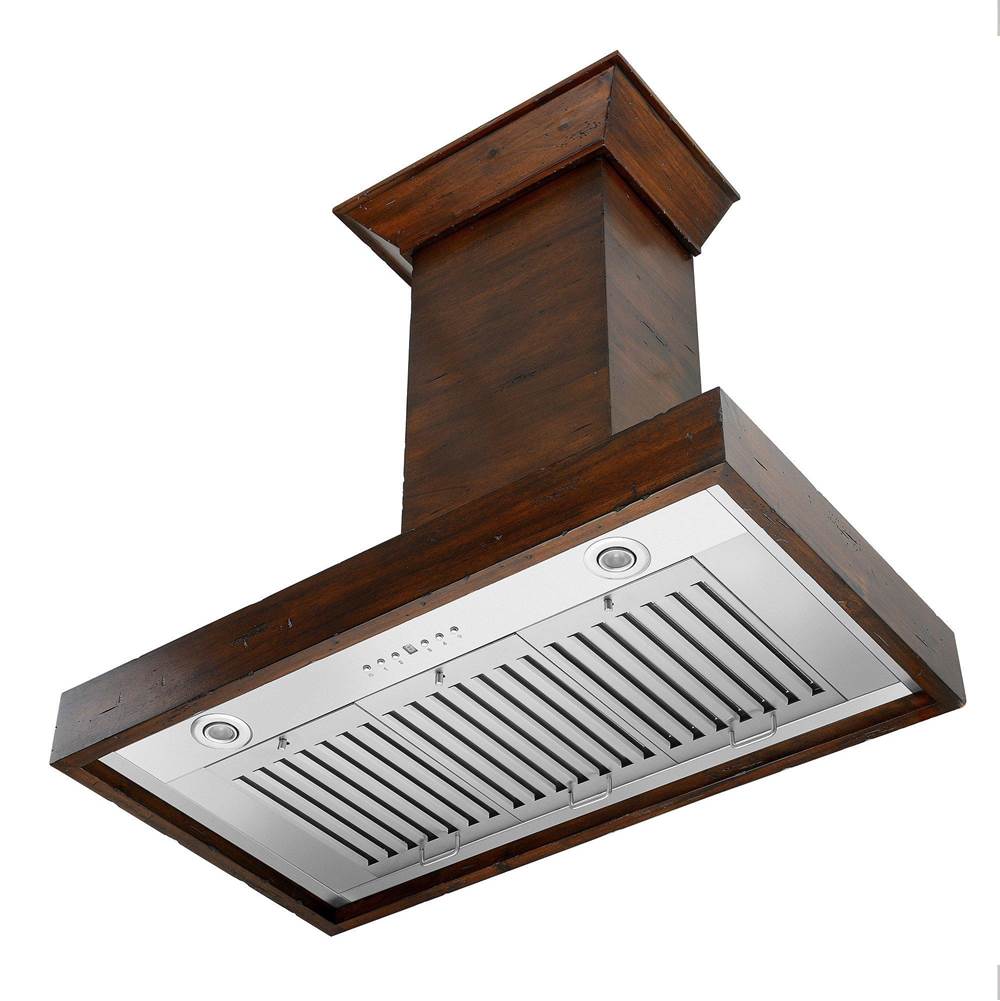 48'' Wooden Wall Mount Range Hood in Walnut - Includes Motor