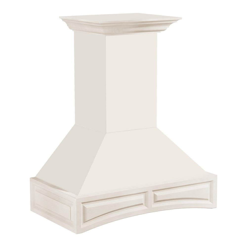 36'' Wooden Wall Mount Range Hood in White - Includes Motor