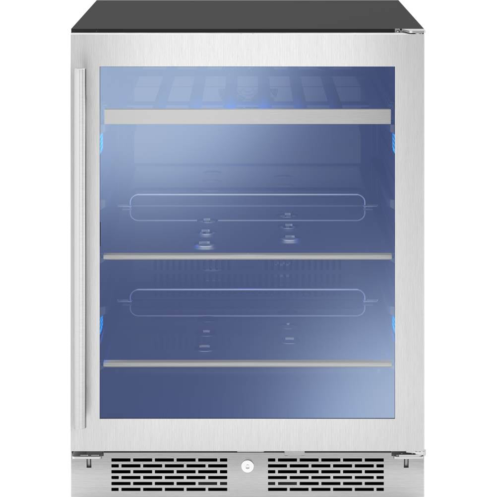 Presrv ADA Beverage Cooler, 24in Compact, SS and Glass, Reversible Door and Lock, 1 Zone