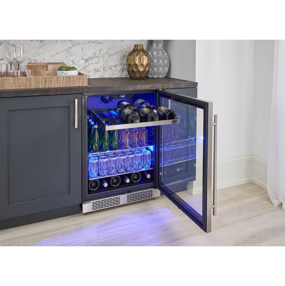 Presrv ADA Beverage Cooler, 24in Compact, SS and Glass, Reversible Door and Lock, 1 Zone