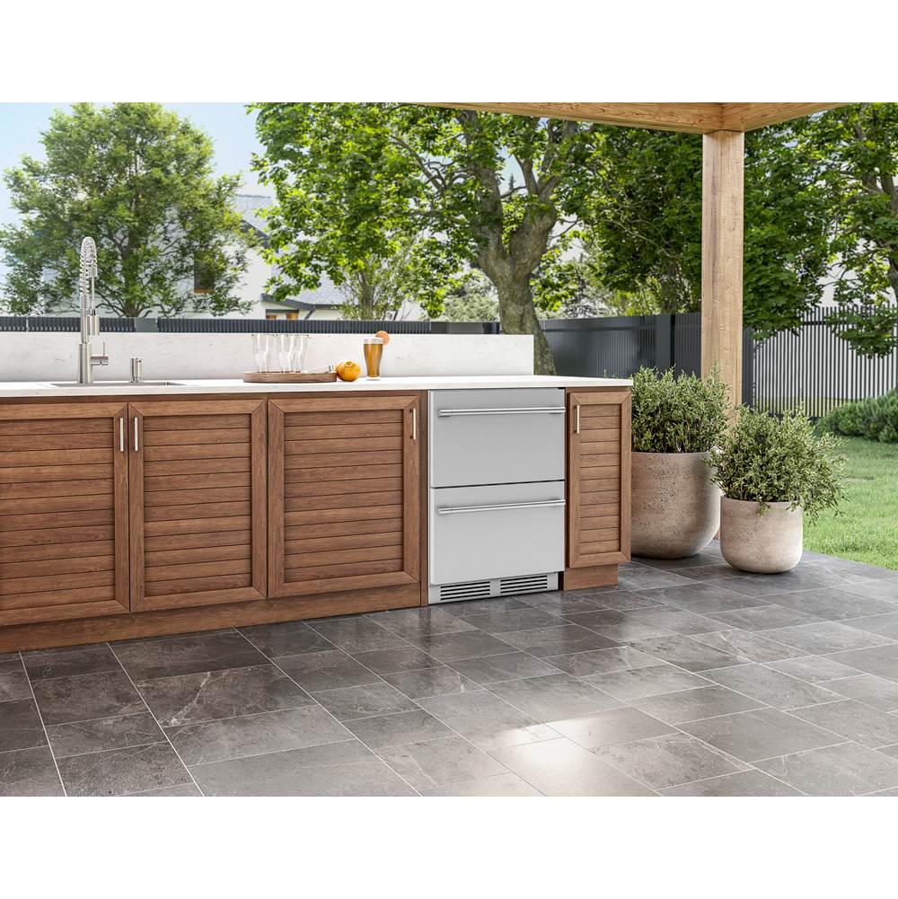 Presrv Refrigerator Drawers, 24in Compact, Outdoor, SS, 2 Zone