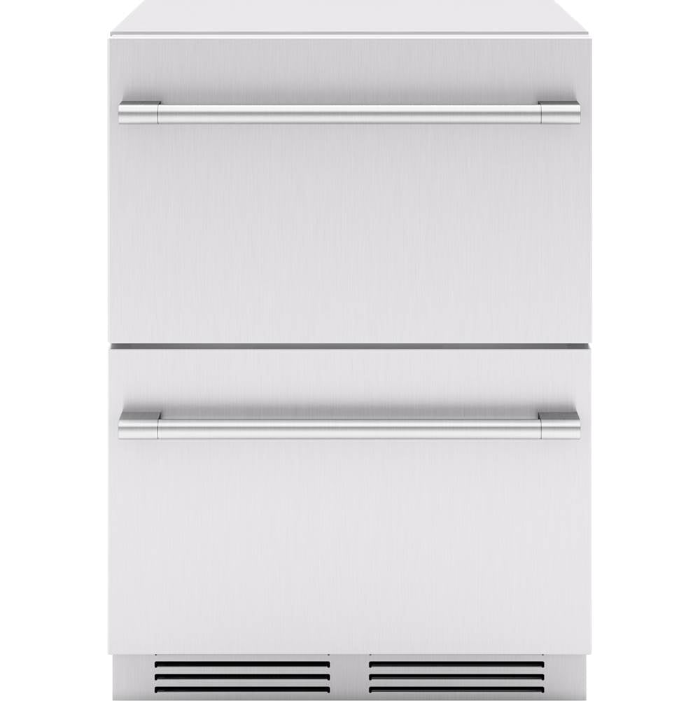 Zephyr - Presrv Refrigerator Drawers, 24in Compact, Outdoor, SS, 2 Zone - Stainless Steel
