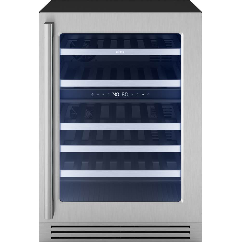 Presrv Pro Wine Cooler, 24in Under Cabinet, SS plus Glass, Reverse Door, 2 Zone