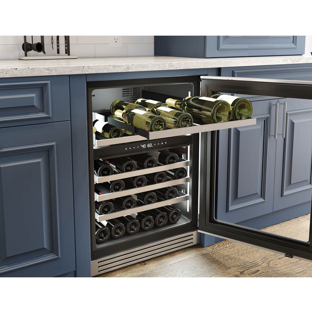 Presrv Pro Wine Cooler, 24in Under Cabinet, SS plus Glass, Reverse Door, 2 Zone
