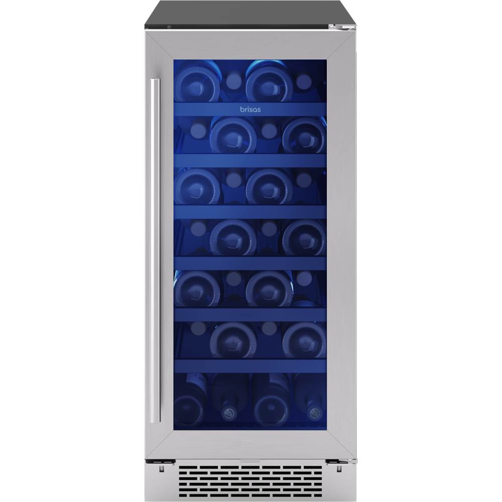 Zephyr - Brisas 15'' Single Zone Wine Cooler - Stainless Steel,Glass