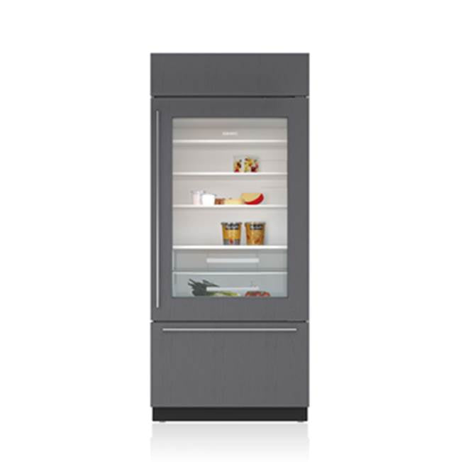 SubZero 36' BUILT-IN, OVER-UNDER, GLASS DOOR, OVERLAY, TUBULAR HANDLE, LEFT HINGE