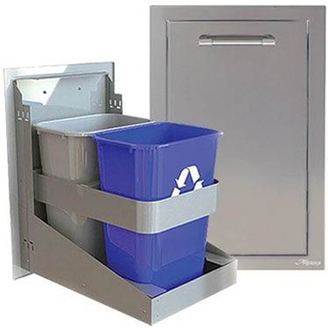 Alfresco 18'' Dual Trash Center / Recycling Drawer (deep) - Carmine Red-Gloss