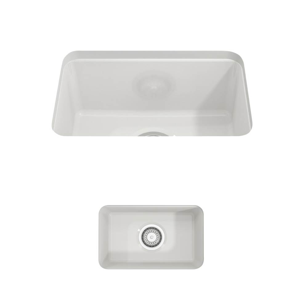 BOCCHI Sotto Dual-mount Fireclay 12 in. Single Bowl Bar Sink with Strainer in White