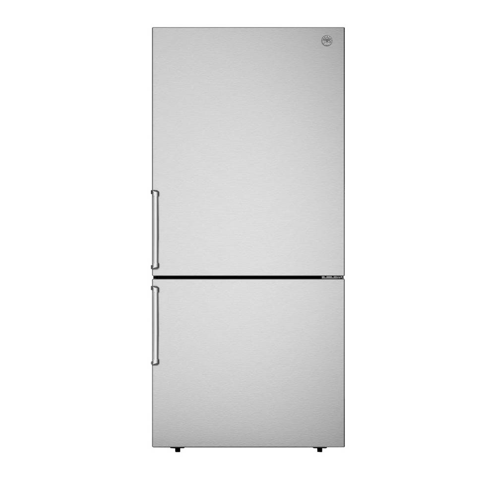 Bertazzoni Bottom Mount Freestanding Refrigerator, 31'', Stainless Steel with Ice Maker and Reversible Door