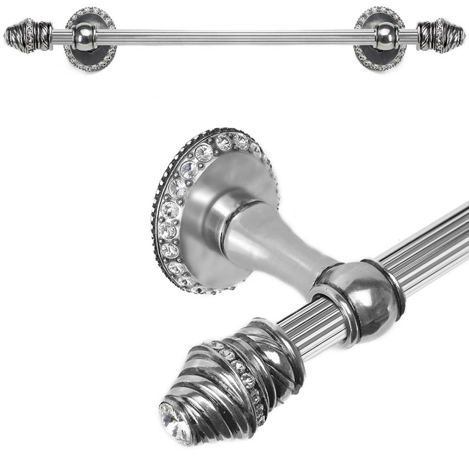 Carpe Diem Hardware Cache Ii 16'' O.C. (Approximately) Towel Bar With 80 Rivoli Swarovski Clear Crystals With 5/8'' Reeded Center