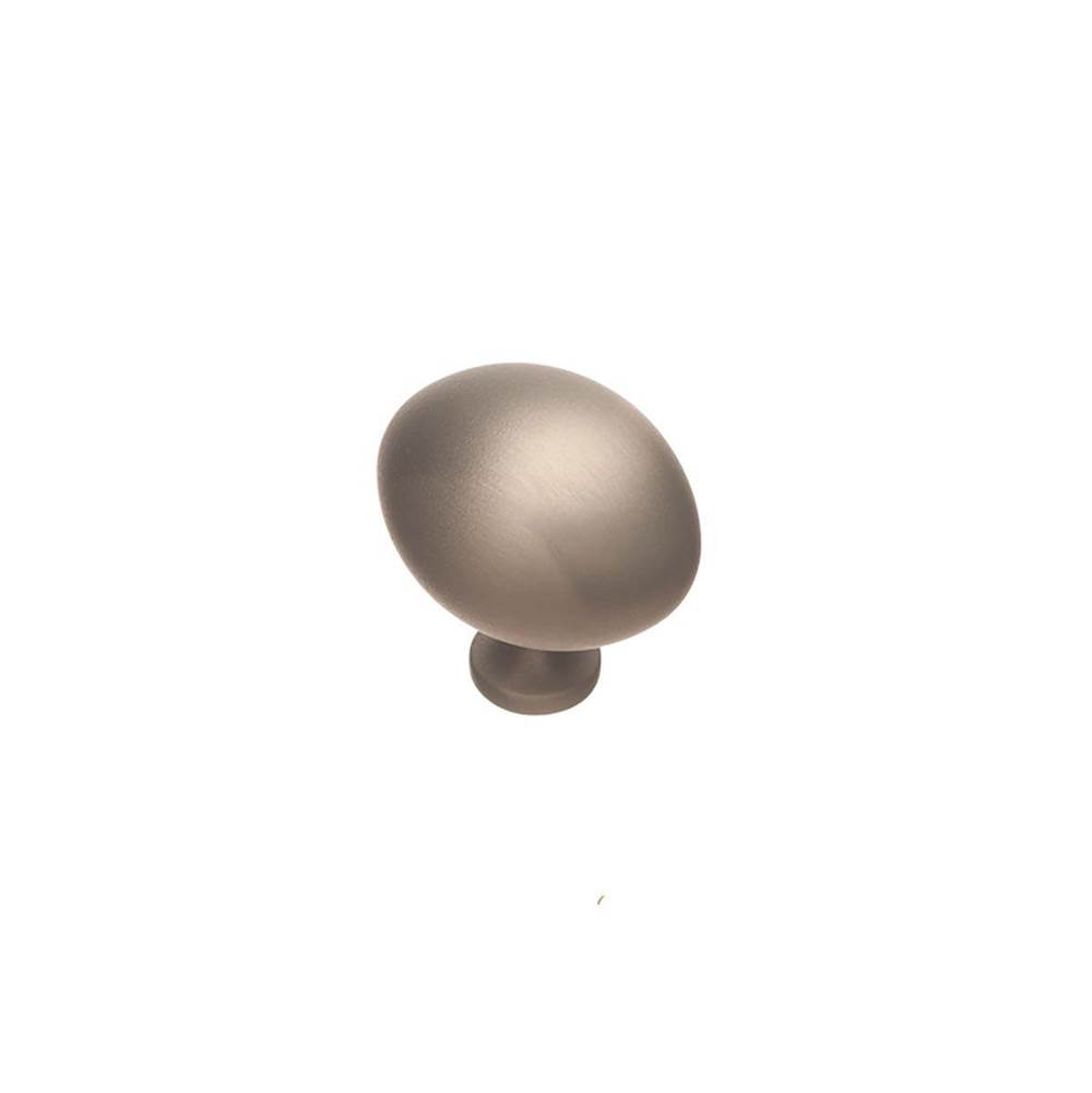 Colonial Bronze Oval Cabinet Knob Hand Finished in Matte Satin Chrome