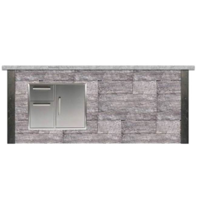 Coyote Outdoor Living 8ft Bar Island - Storage with Gray Weathered Wood Profile Bar on Left FOR CCD-2DC31