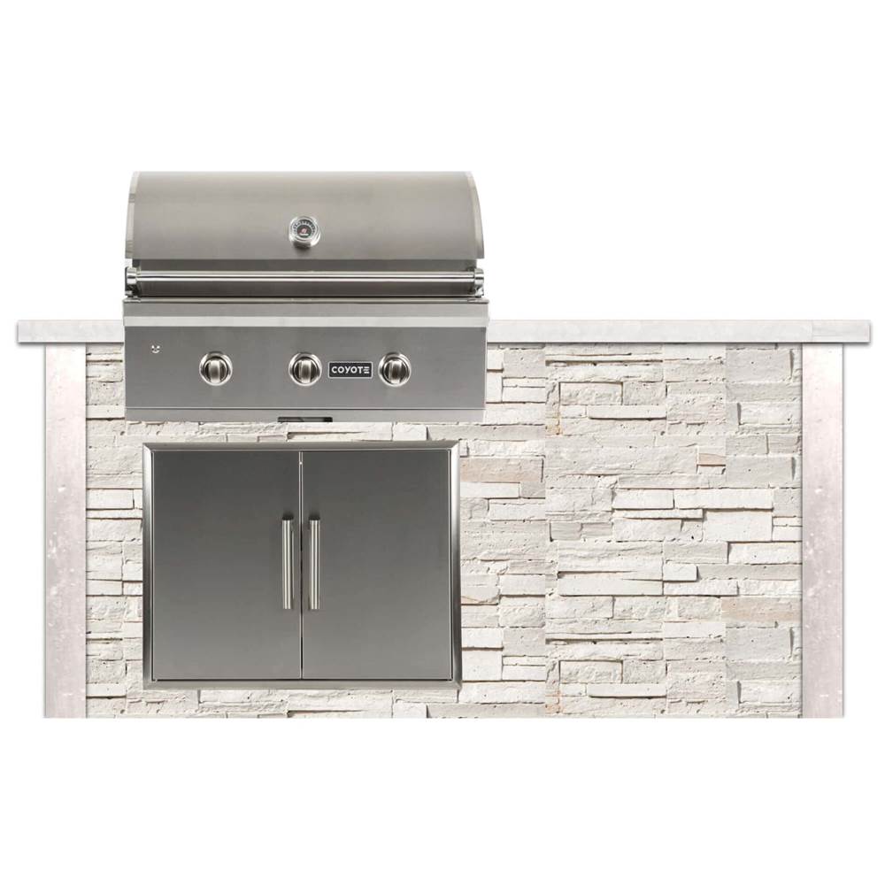 Coyote Outdoor Living 6ft Grill Island with White Stacked Stone Profile FOR C2C34, CDA2431