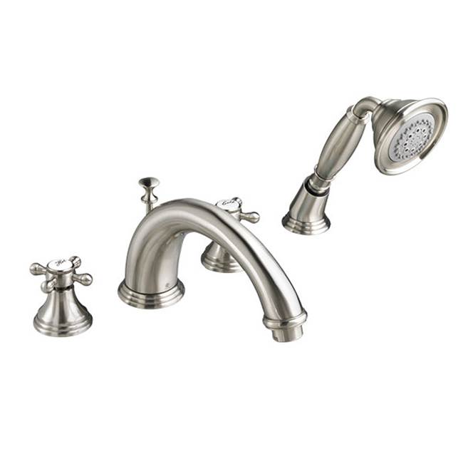 DXV Deck Mount Tub Filler with Hand Shower and Cross Handles