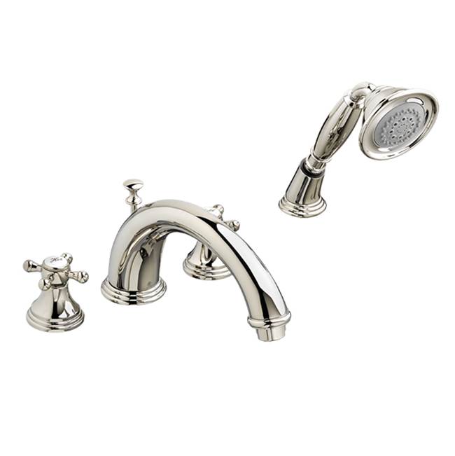 DXV Deck Mount Tub Filler with Hand Shower and Cross Handles