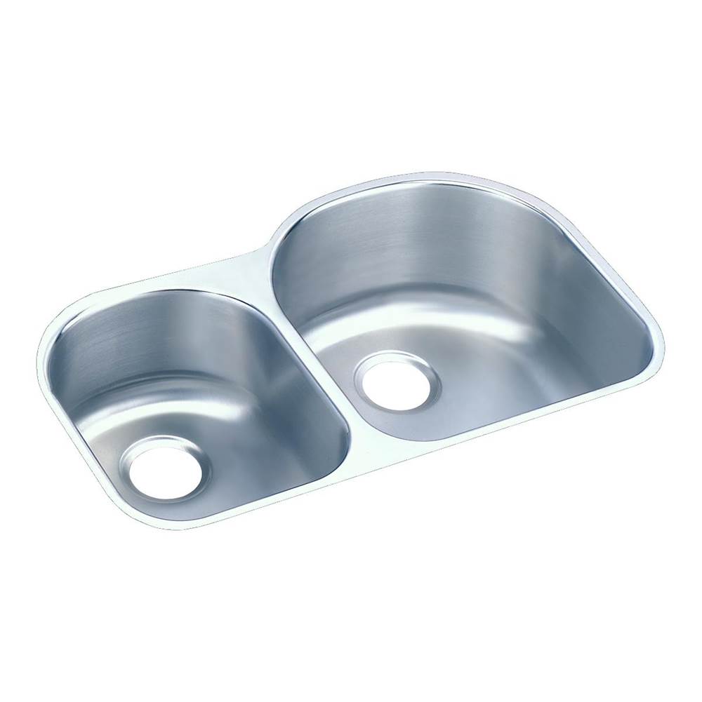 Elkay Lustertone Classic Stainless Steel 31-1/4'' x 20'' x 10'', Offset 40/60 Double Bowl Undermount Sink