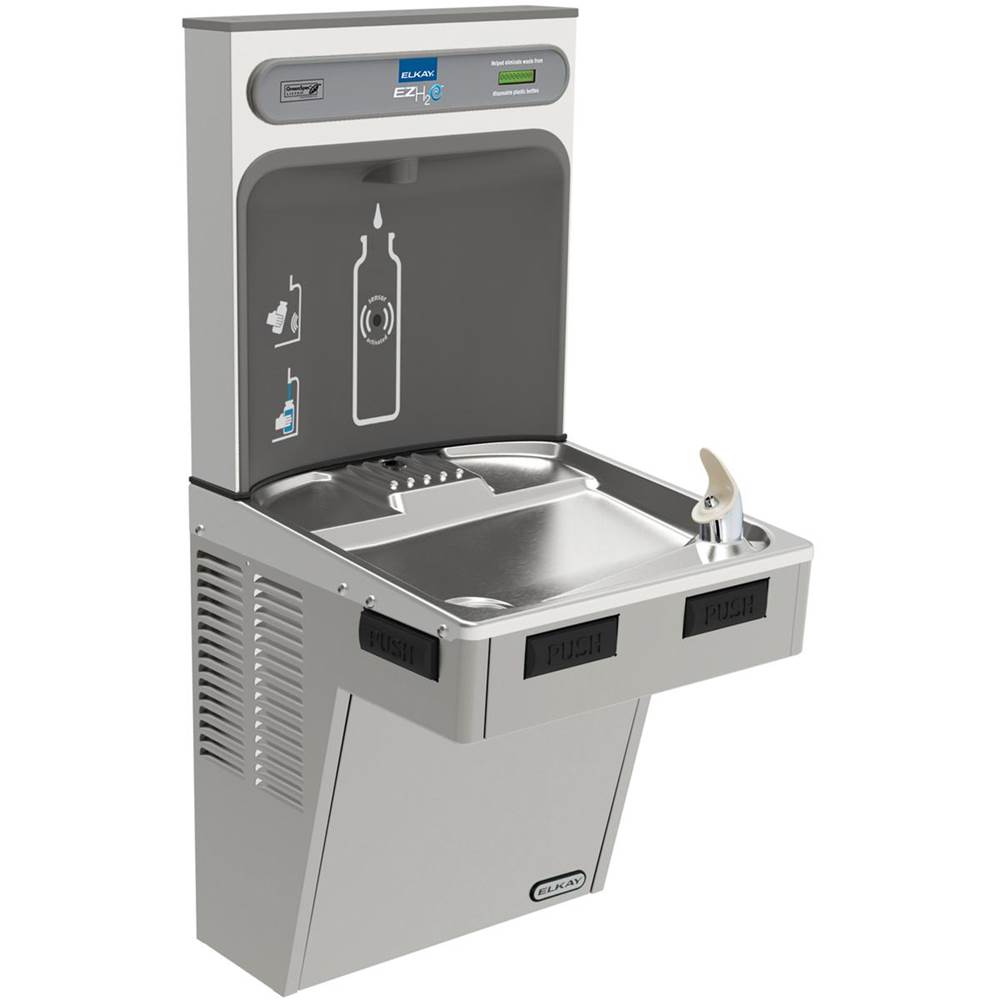 Elkay ezH2O Bottle Filling Station with Mechanically Activated, Single ADA Cooler Non-Filtered Refrigerated Light Gray