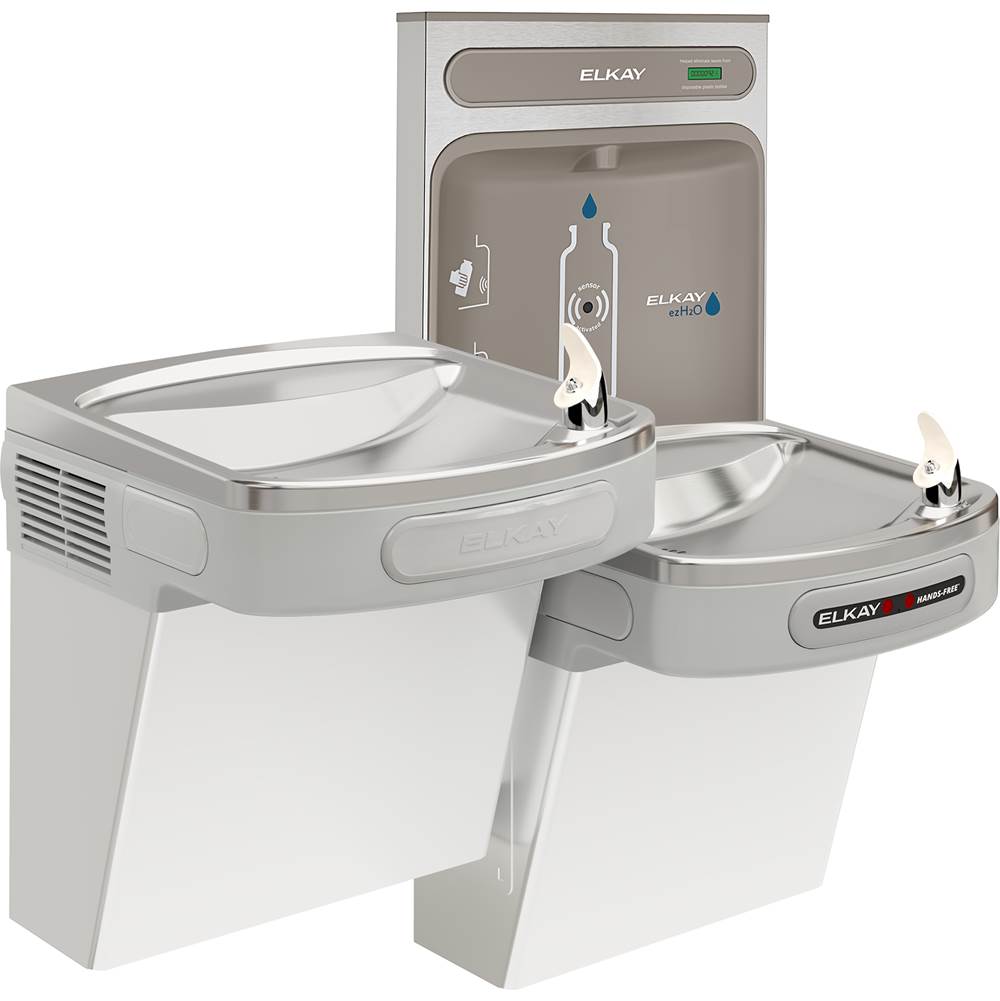 Elkay ezH2O Bottle Filling Station with Bi-Level ADA Cooler Hands Free Activation Non-Filtered Refrigerated Light Gray