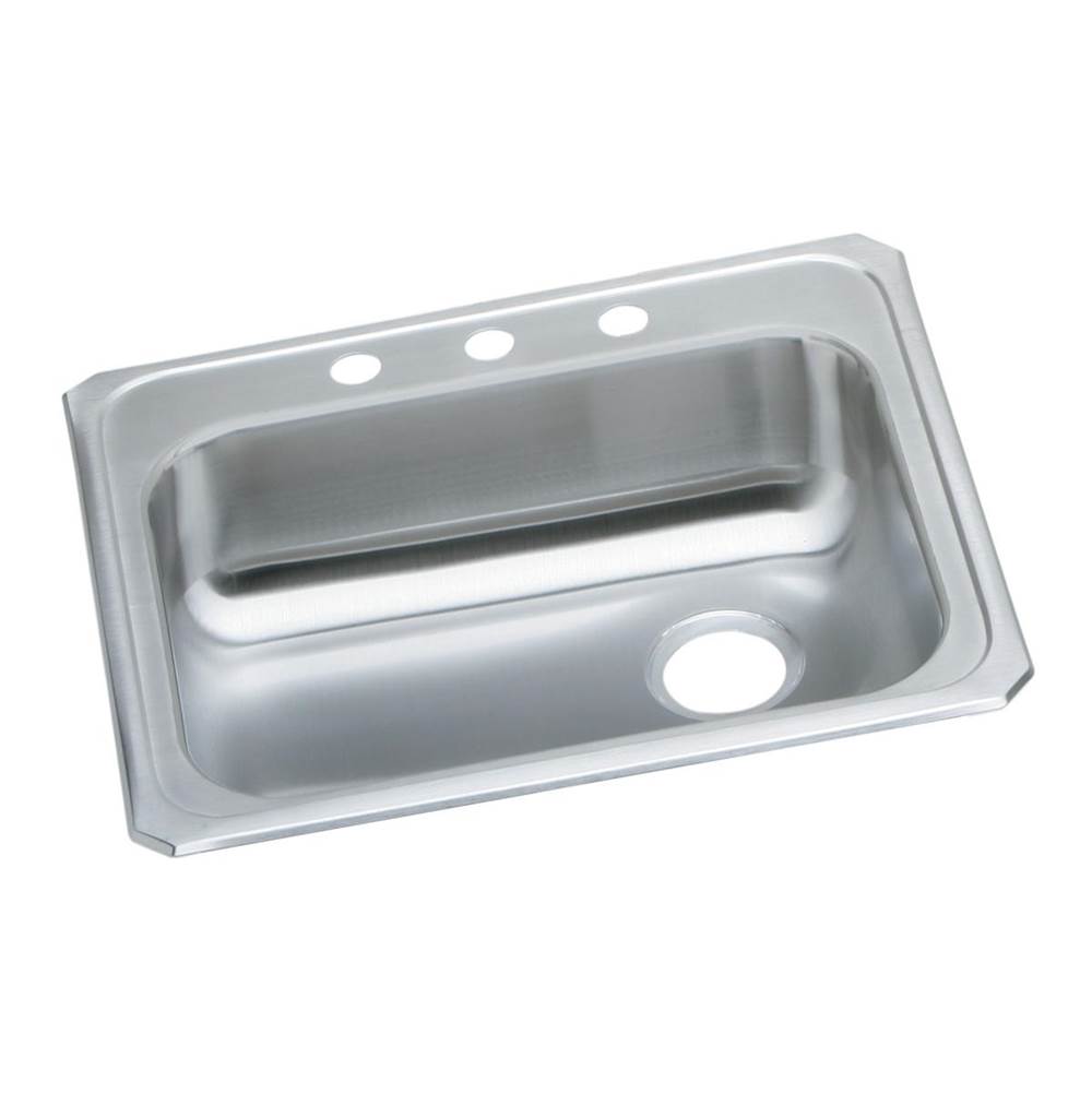 Elkay Celebrity Stainless Steel 25'' x 21-1/4'' x 5-3/8'', 4-Hole Single Bowl Drop-in Sink with Right Drain