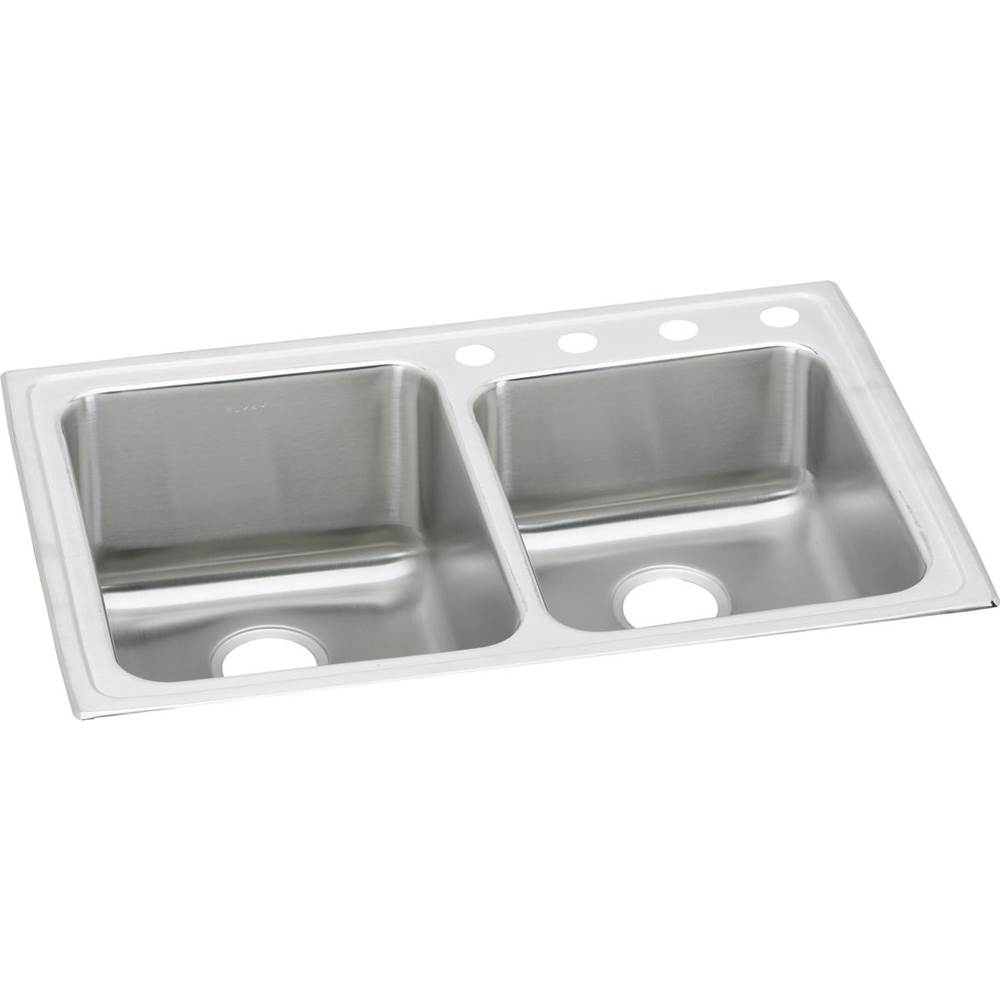 Elkay Lustertone Classic Stainless Steel 33'' x 22'' x 10'', Offset Double Bowl Drop-in Sink